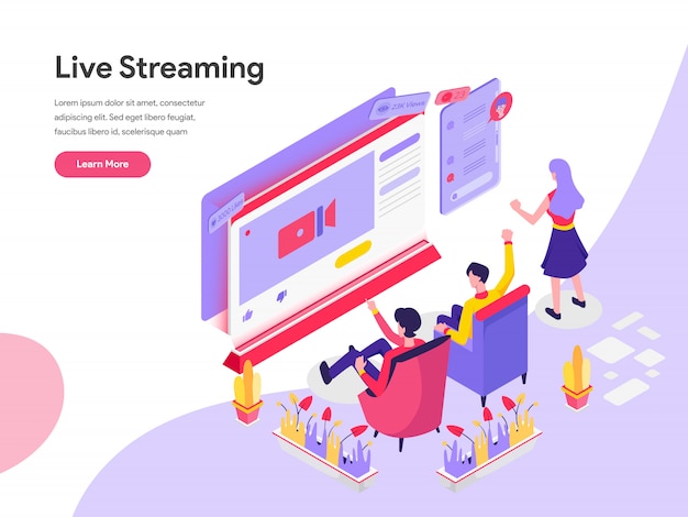 Vektor live streaming isometric illustration concept