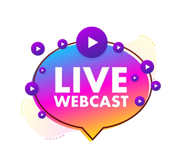 Vektor live-webcast-button, symbol, emblem, label. vektorgrafik auf lager.