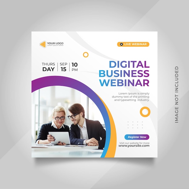 Live-webinar für digitales marketing und beitragsvorlage für soziale medien in unternehmen