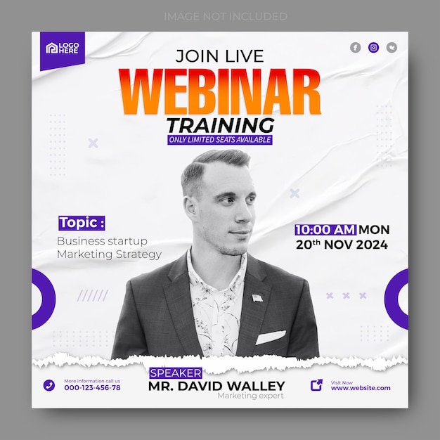 Live-Webinar für digitales Marketing und Beitragsvorlage für soziale Medien in Unternehmen