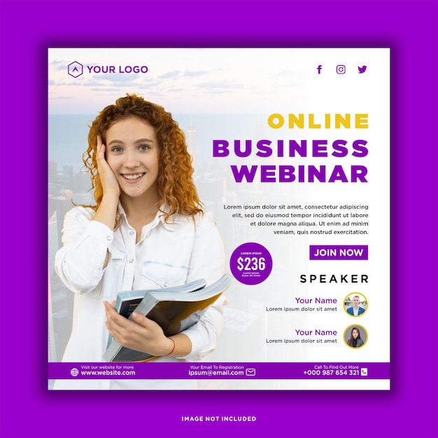 Live-webinar für digitales marketing und corporate social media post oder template-banner