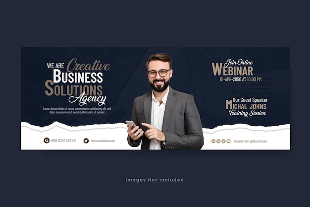 Vektor live-webinar für digitales marketing und facebook-cover oder web-benner-vorlage für unternehmen