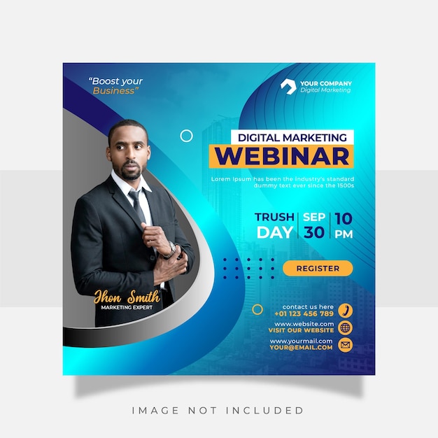 Live-Webinar für digitales Marketing und Vorlage für Social-Media-Beiträge für Unternehmen
