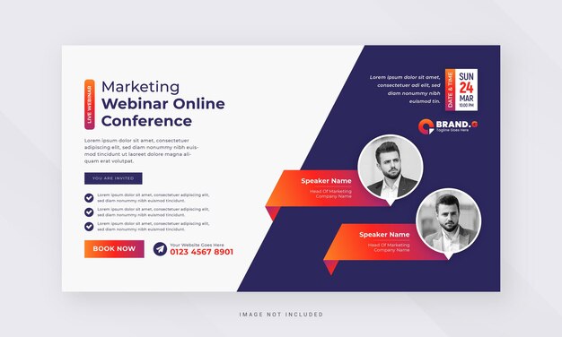 Vektor live-webinar, online-marketing, geschäftskonferenz, web-banner und facebook-cover-vorlagendesign