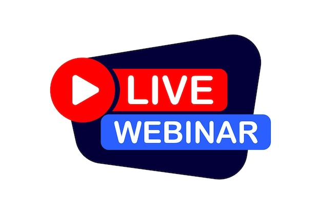 Live-Webinar Play-Taste und Symbol für Textvideo-Internetkonferenz Live-Stream Internet-Übertragung Live-Video-Streaming Online-Konferenz-Meeting Fernkommunikation Social-Media-Webinar