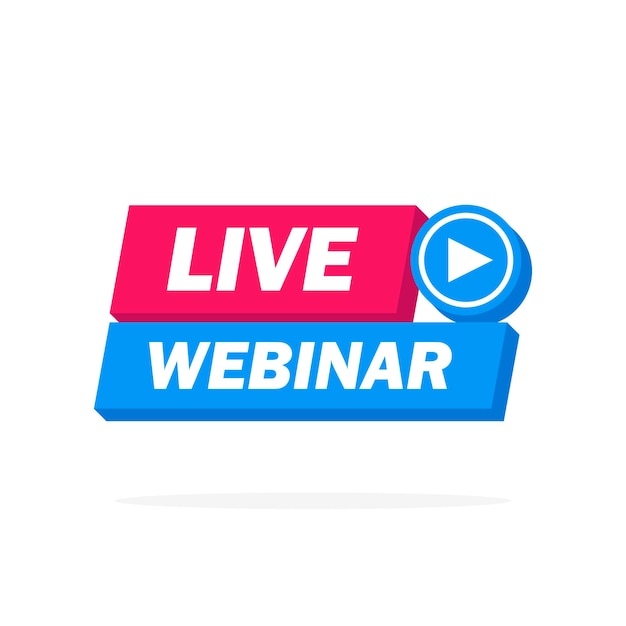 Live-Webinar-Schaltfläche, Symbol, Emblem, Etikett - Vektordesign