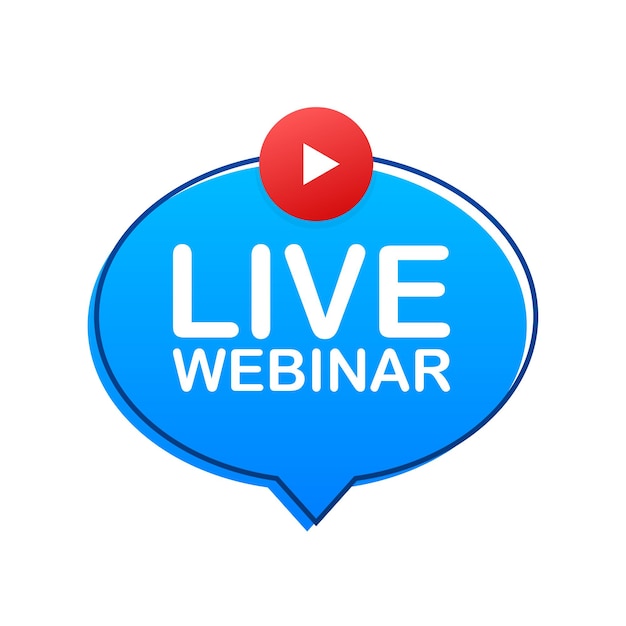 Live-webinar-schaltfläche, symbol, stempellogo vektorillustration