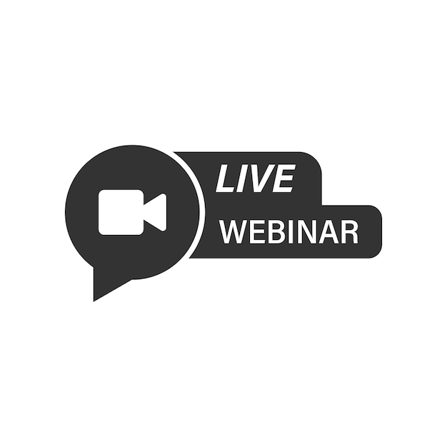 Live-Webinar-Symbol im flachen Stil Online-Schulungsvektorillustration auf isoliertem Hintergrund Konferenz-Stream-Zeichen-Geschäftskonzept