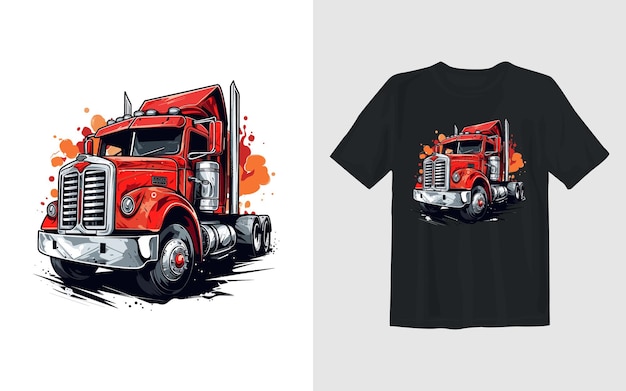 Lkw-cartoon-vektorillustration lkw-t-shirt-design