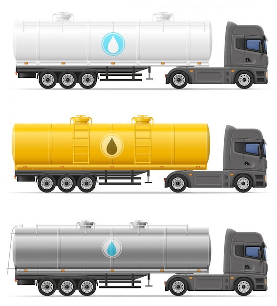 Lkw-halb anhänger mit behälter für den transport der flüssigkeitsvektorillustration