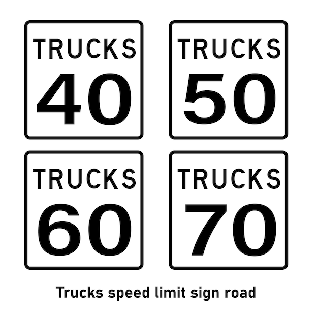 Lkw-höchstgeschwindigkeit verkehrszeichen verkehrszeichen auf weißem hintergrund