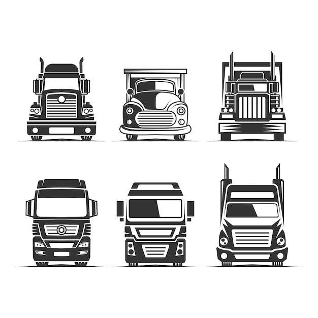 Lkw logistische vektor silhouette clipart. perfekt für die liefer- oder transportbranche