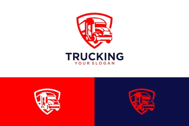 Lkw-logo-design mit schild oder sicherheit