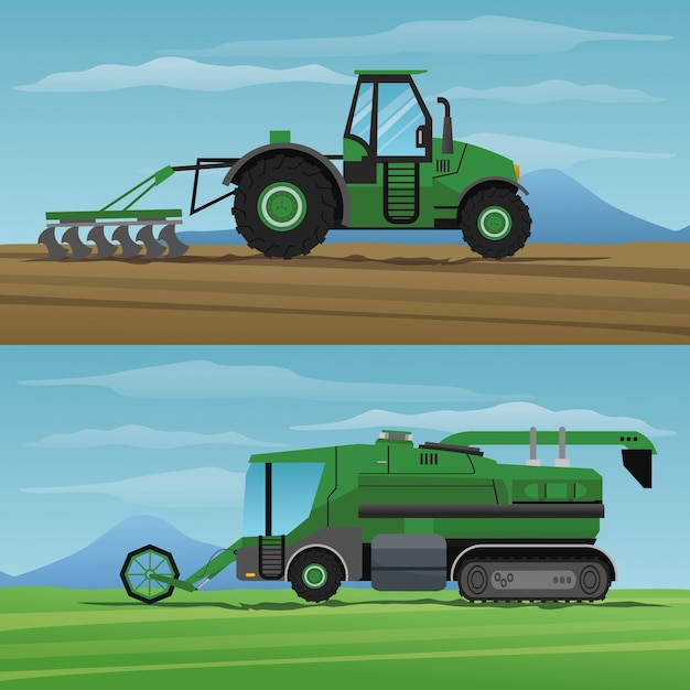 Lkw-maschine über landschaftsikone