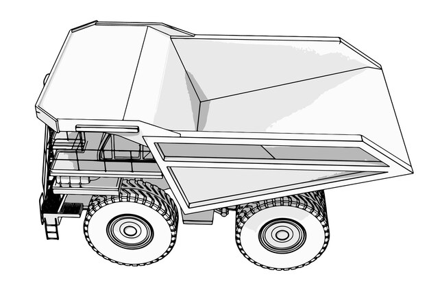 Vektor lkw-skizze, weißer hintergrundvektor