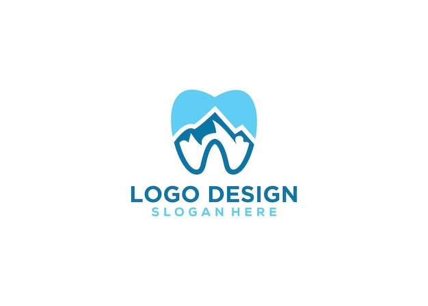 Llogo dental mountain, logo dental firmenname logo illustration