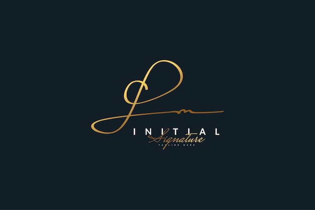 Lm initial logo design mit handschriftstil in goldenem farbverlauf. initial signature logo oder symbol für hochzeit, mode, schmuck, boutique, botanische, florale und geschäftliche identität