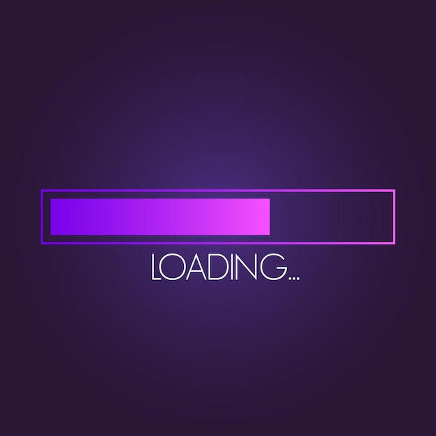 Loading progress bar icon design für web-interface isoliert auf gradient dunkelblauen hintergrund