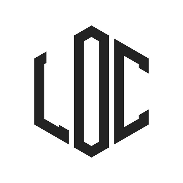 LOC-Logo-Design Anfangsbuchstaben LOC-Monogramm-Logo in sechseckiger Form