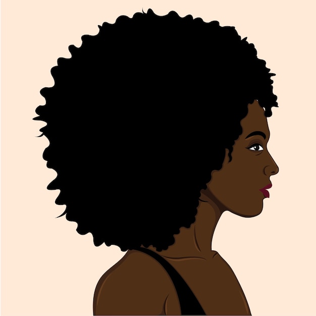 Lockiges Haar, Afro, Frau, Vektor, Illustration