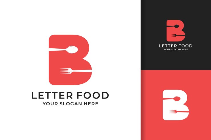 Löffel Gabel Buchstabe B Food Restaurant Inspiration Logo