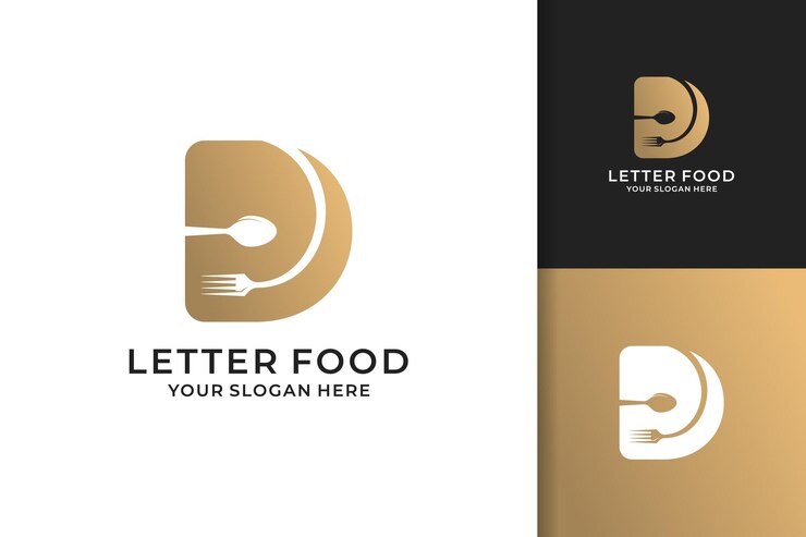 Löffel Gabel Buchstabe D Food Restaurant Inspiration Logo