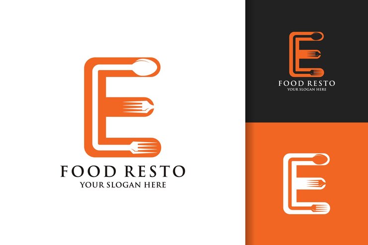 Löffel Gabel Buchstabe E Food Restaurant Inspiration Logo