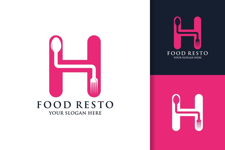 Löffel Gabel Buchstabe H Food Restaurant Inspiration Logo