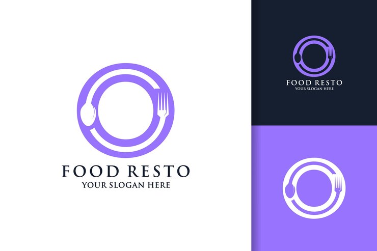 Löffel Gabel Buchstabe O Food Restaurant Inspiration Logo