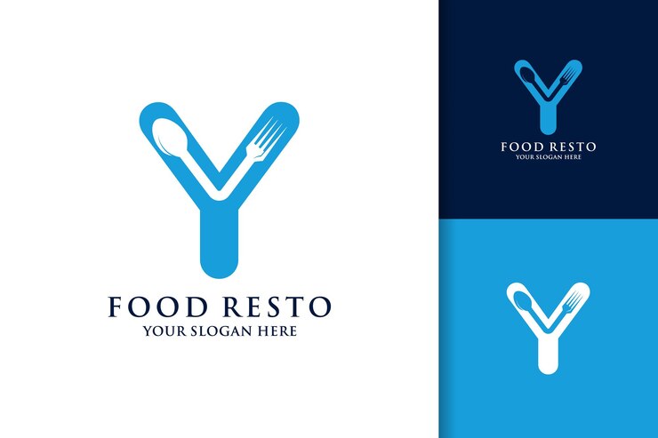 Löffel Gabel Buchstabe Y Food Restaurant Inspiration Logo