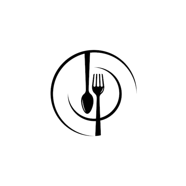 Löffel Gabel und Teller Vektor Symbol Symbol Illustration Restaurant Logo Design