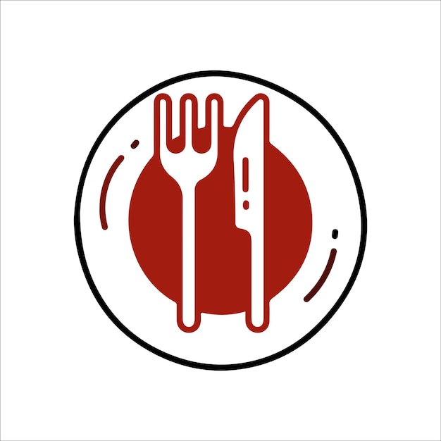 Löffel- und Gabel-Logo-Vektor auf weißem Hintergrund