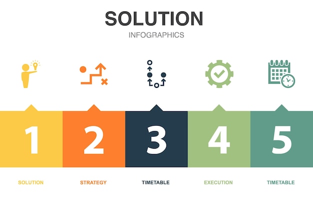 Lösungssymbole infografik-designvorlage kreatives konzept mit 5 schritten