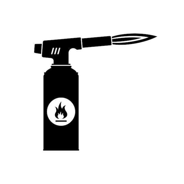 Lötlampe-symbol mit flamme isoliert auf weißem hintergrund manueller gasbrenner brenner schweißflamme werkzeug vektor-illustration