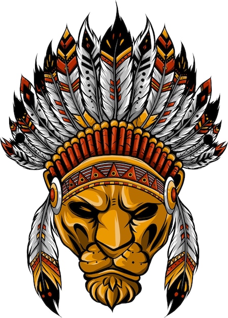 Löwe-Indianer-Indianer-Löwengesichtsvektor