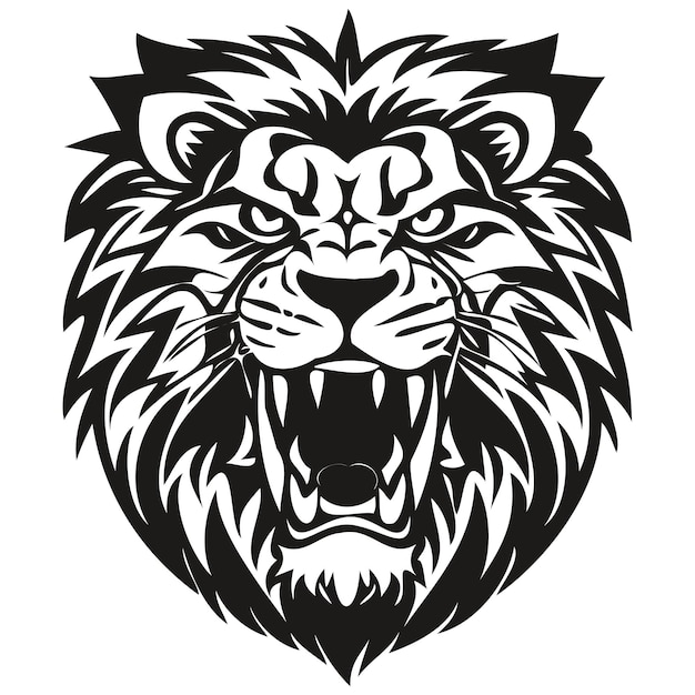 Löwe-maskottchen-logo für e-sport- und sportteam-schwarz-weiß-vorlagenabzeichen-emblem