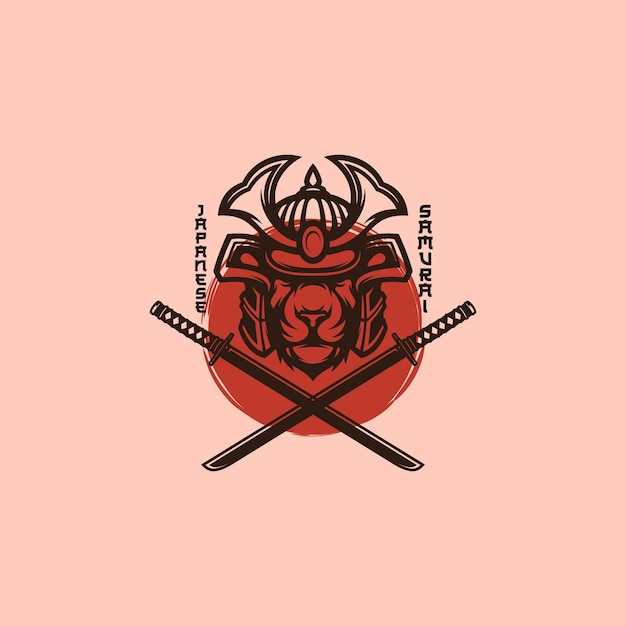 Löwe samurai logo maskottchen