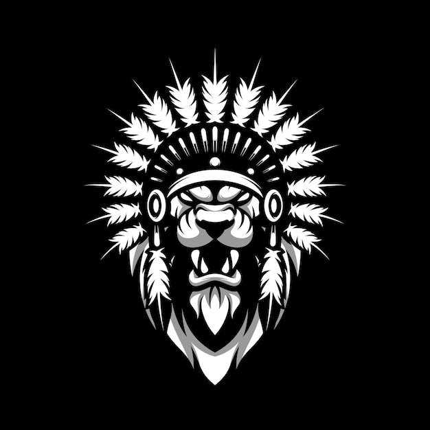 Löwe Schwarz-Weiß-Maskottchen-Design