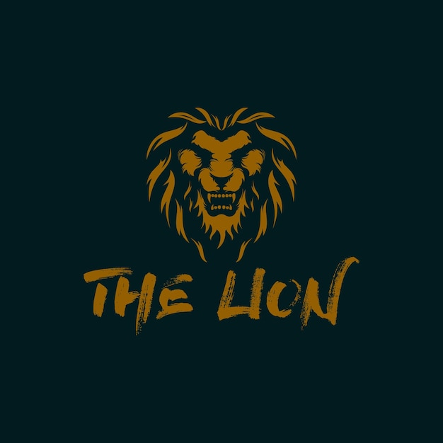 Löwenkopf-logo auf dunklem hintergrund