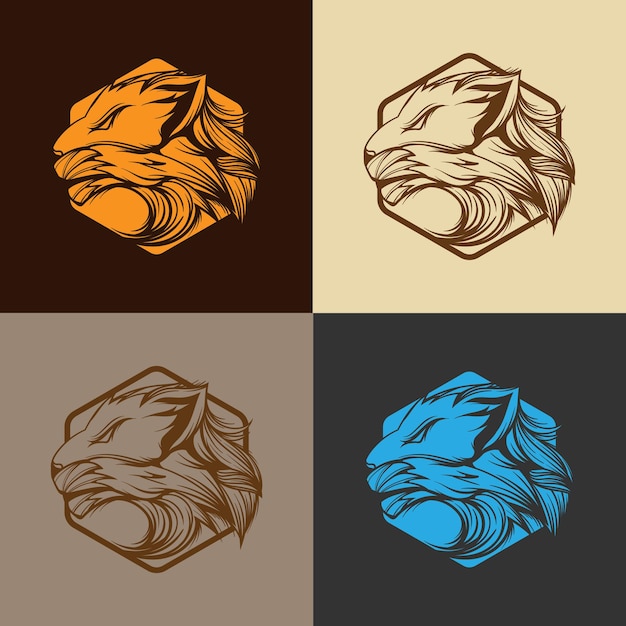 Löwenkopf-maskottchen-set in vier farben