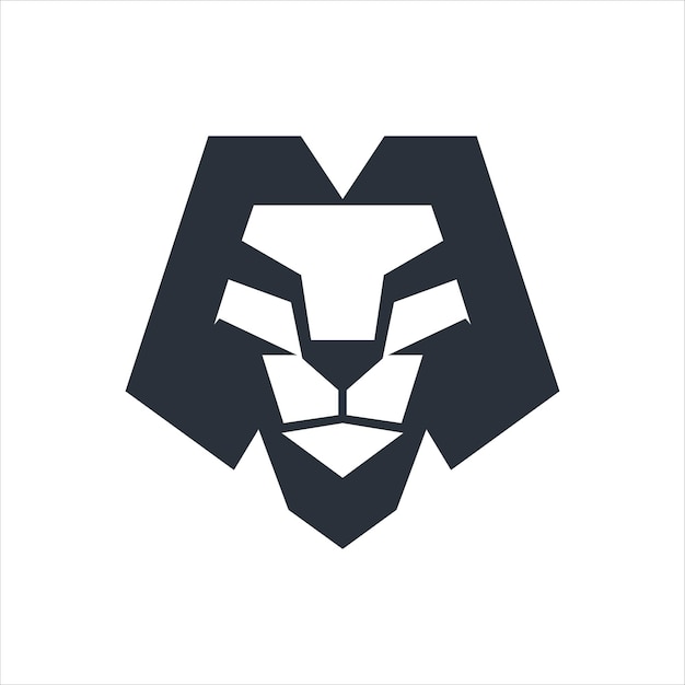Löwenkopf mit m-brief-logo-design-vorlagenvektor