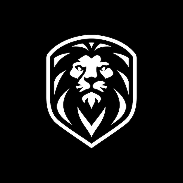 Löwenkopf und schild maskottchen emblem logo illustration
