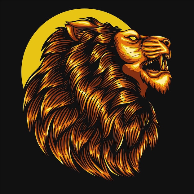 Löwenkopf wütende goldene farbvektorillustration