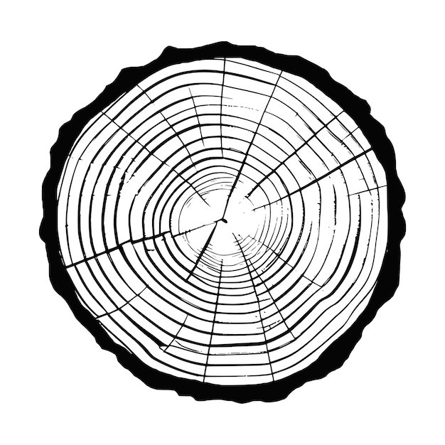 Vektor log-cut-vektor-illustration mit baumringen-muster