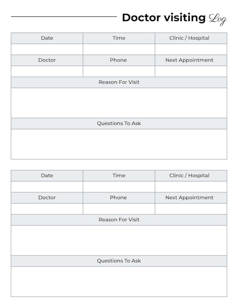Logbuchvorlage für Arztbesuche