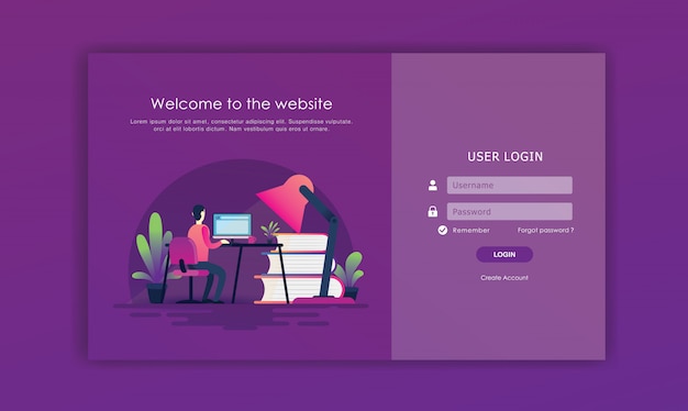 Vektor login seite design