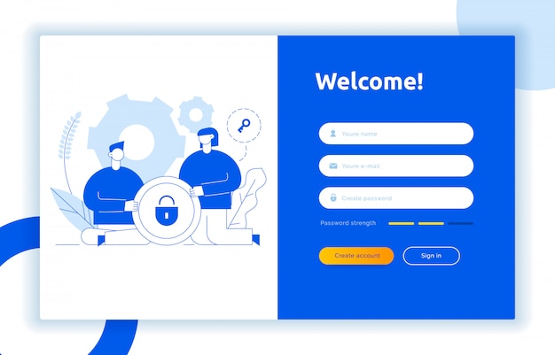 Login ui ux designkonzept und illustration