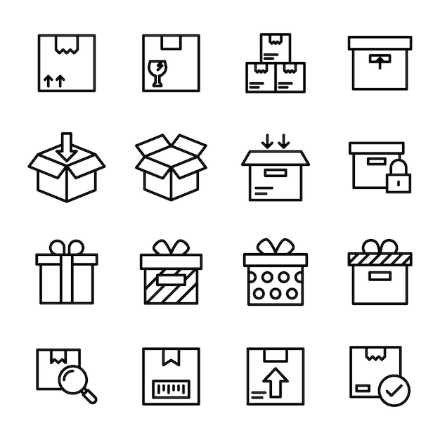 Logistic delivery line icons pack