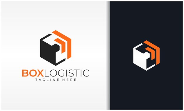 Vektor logistikbox und pfeil-logo