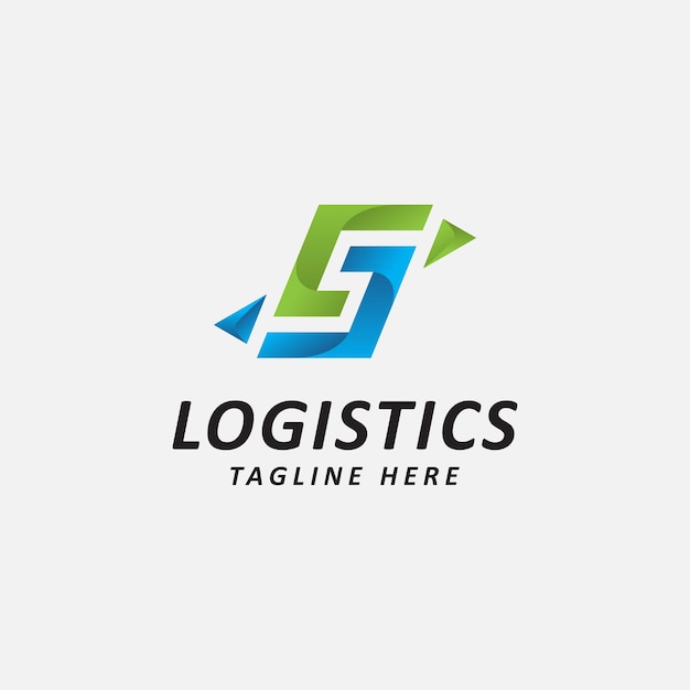 Logistische logo buchstaben gs und pfeilkombination flacher stil logo design template vector